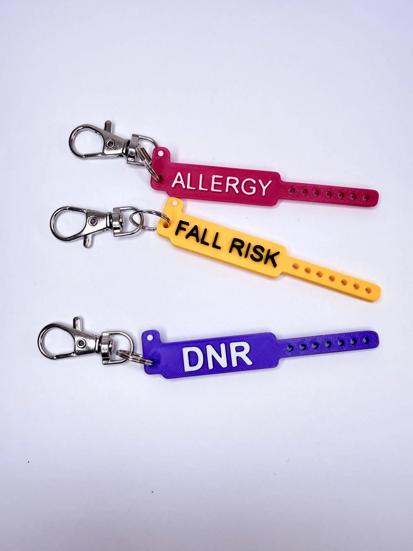 Wristband Clip Bundle (3-Pack) | Fall Risk + Allergy + DNR | Nurse Badge Buddy Set