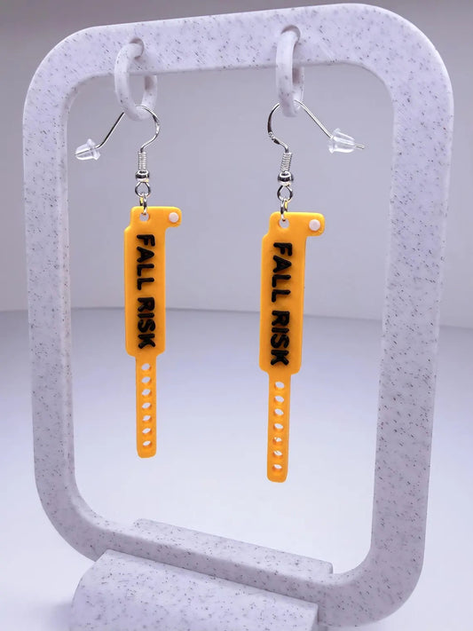 Fall Risk Wristband Earrings | Nurse Chaos Jewelry | Funny Healthcare Gift