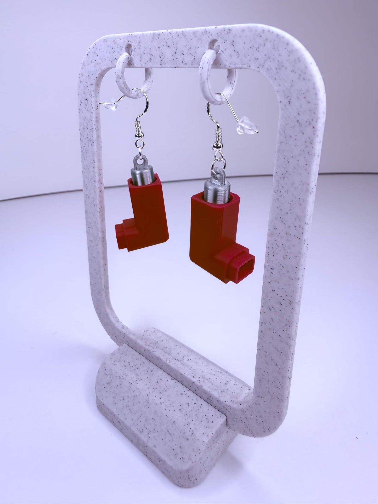 Inhaler Earrings | Funny Nurse, RT, CNA Medical Humor Jewelry - Red