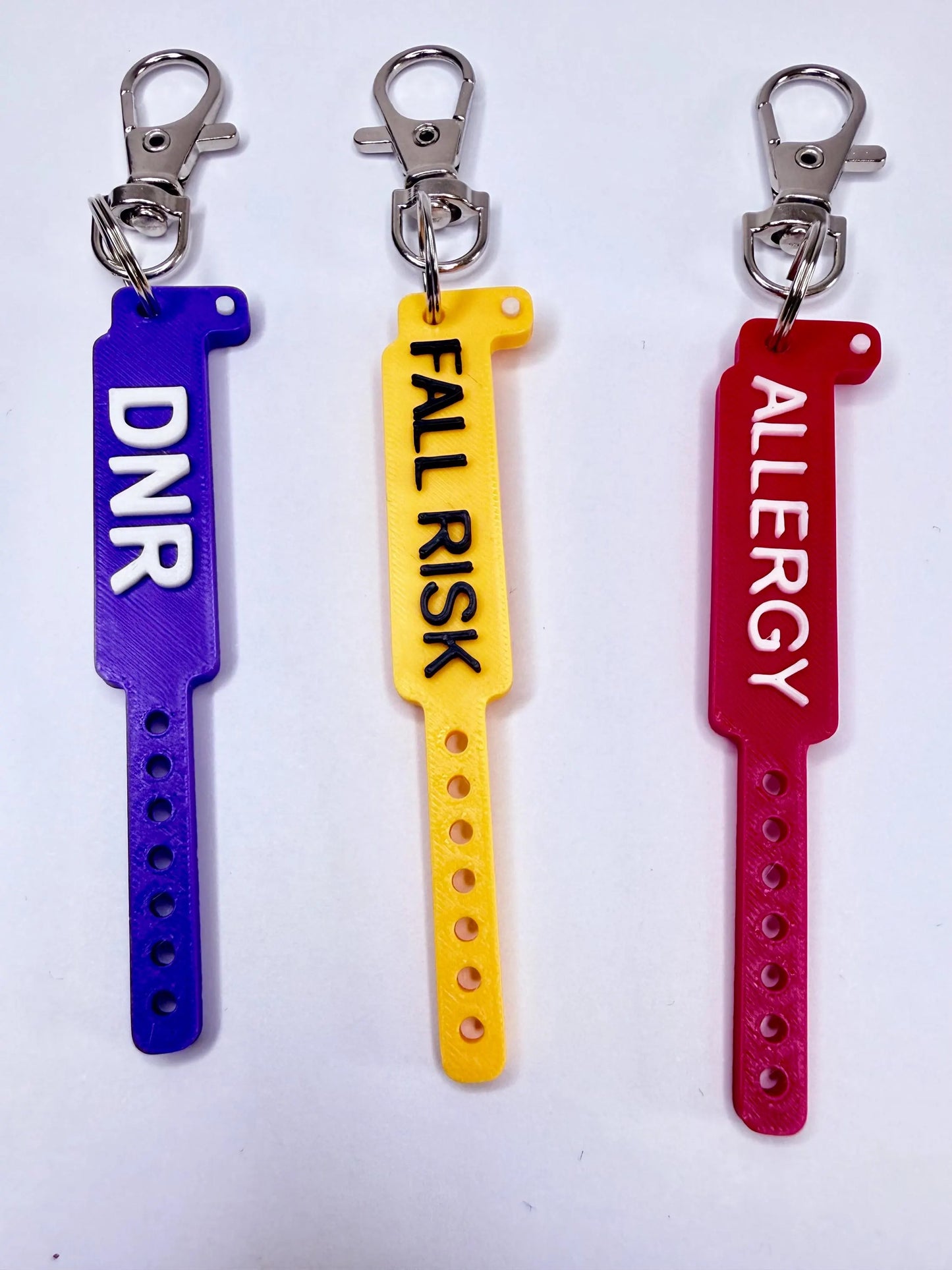Wristband Clip Bundle (3-Pack) | Fall Risk + Allergy + DNR | Nurse Badge Buddy Set