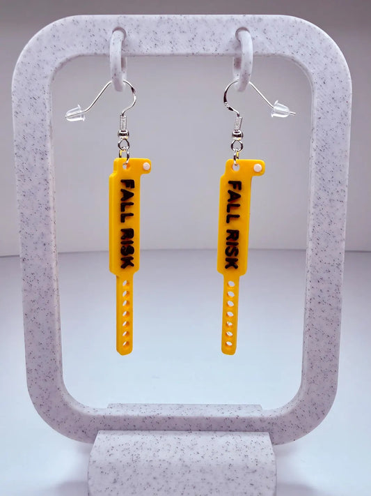 Fall Risk Wristband Earrings | Nurse Chaos Jewelry | Funny Healthcare Gift