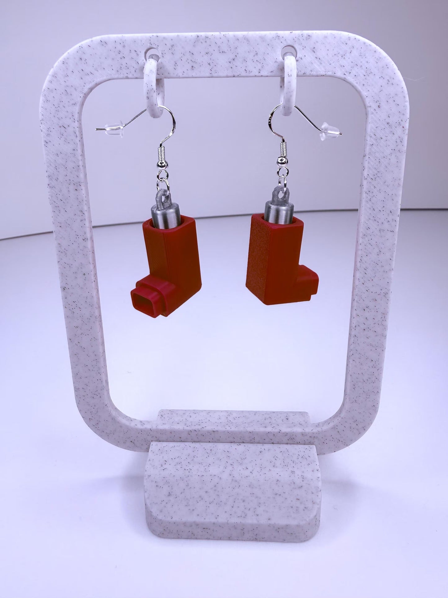 Inhaler Earrings | Funny Nurse, RT, CNA Medical Humor Jewelry - Red