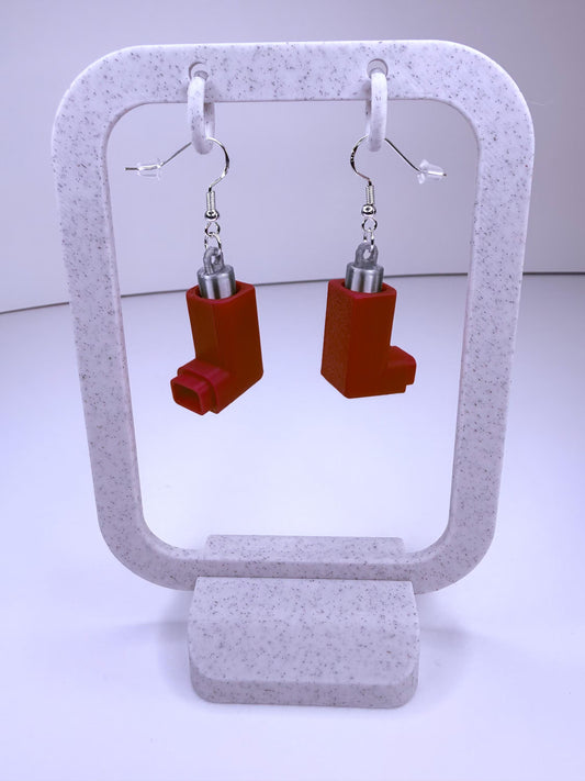Inhaler Earrings | Funny Nurse, RT, CNA Medical Humor Jewelry - Red