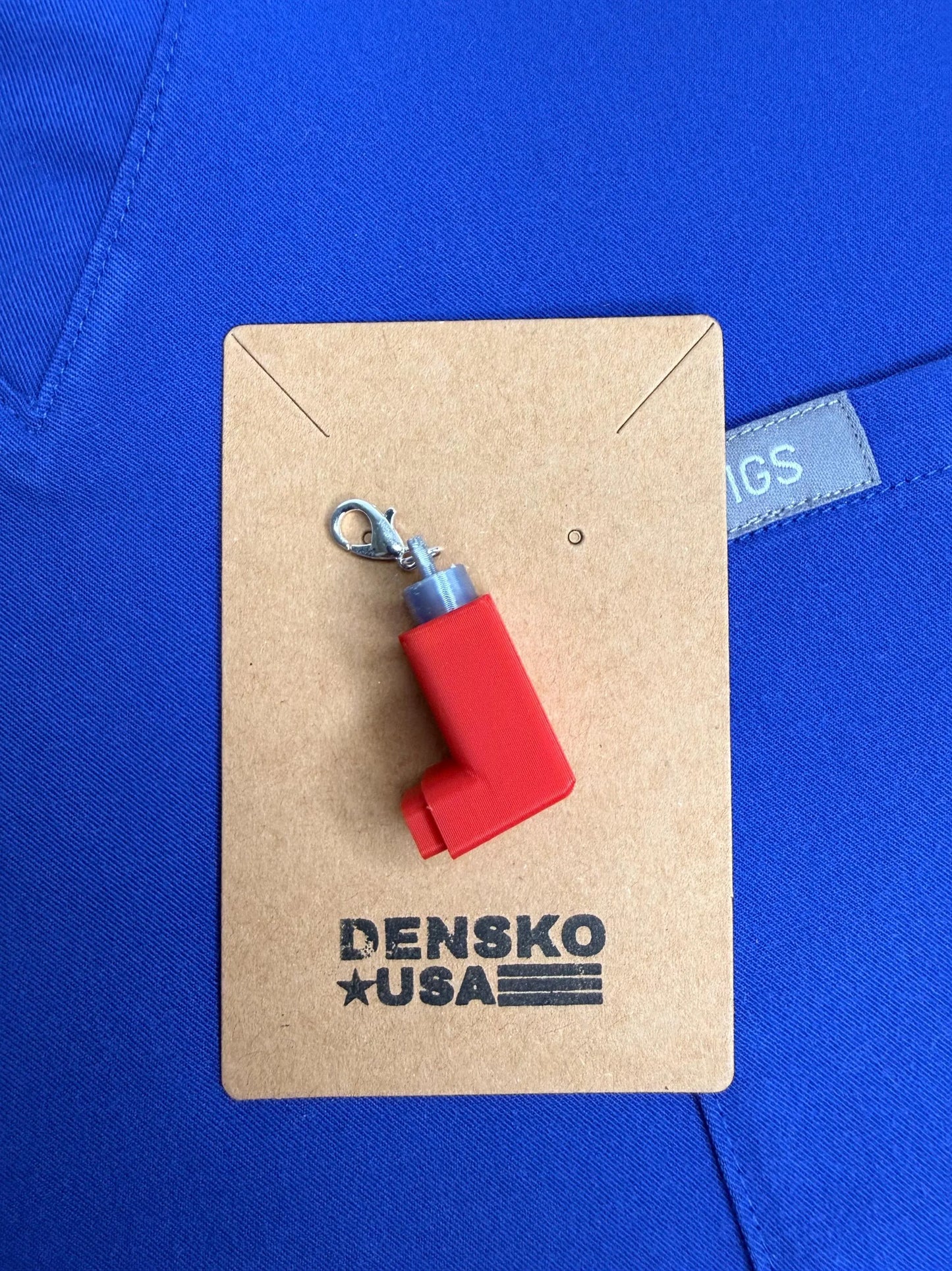 Red Inhaler Charm | Nurse Chaos Badge Reel Accessory | Healthcare Humor Gift