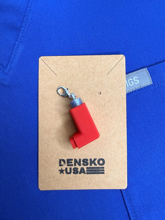 Red Inhaler Charm | Nurse Chaos Badge Reel Accessory | Healthcare Humor Gift