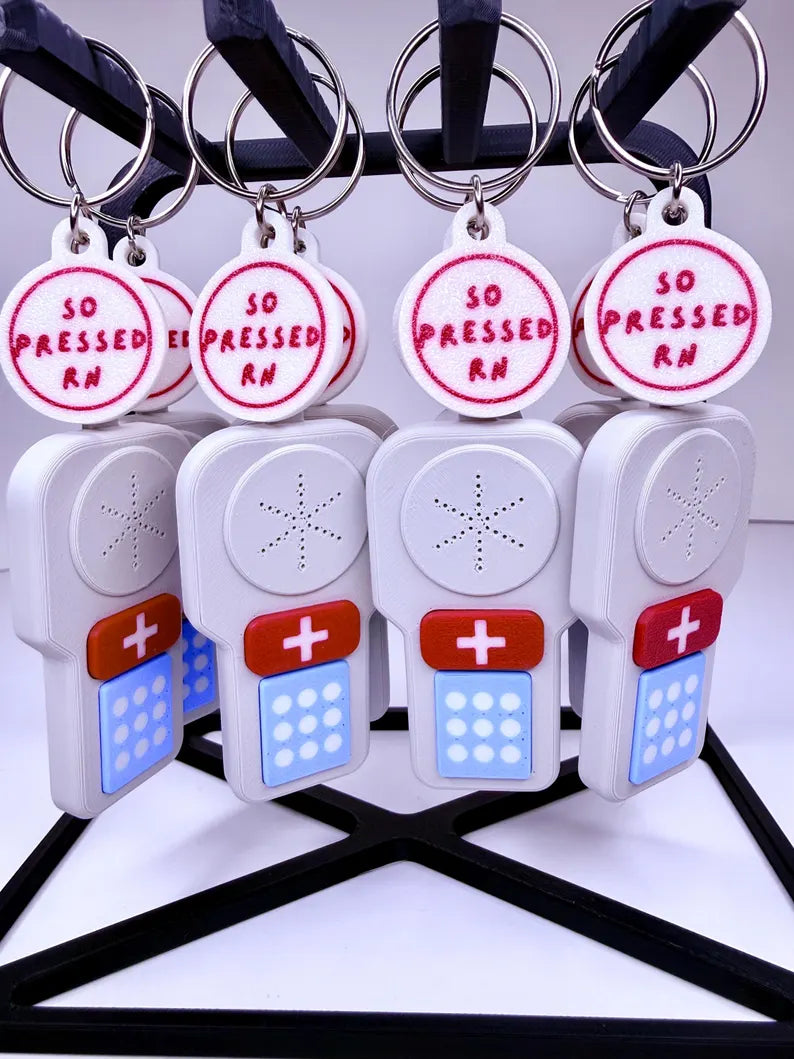 Nurse Call Button Keychain Charm | RN Badge Reel Accessory, Healthcare Humor