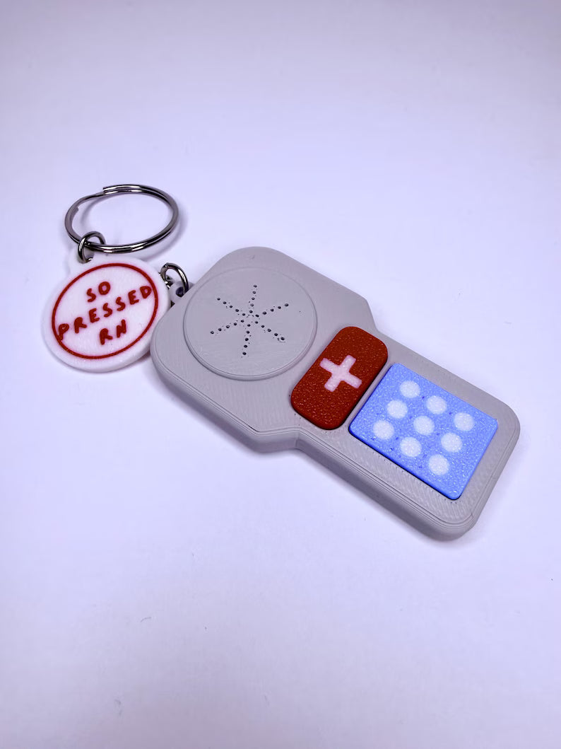 Nurse Call Button Keychain Charm | RN Badge Reel Accessory, Healthcare Humor
