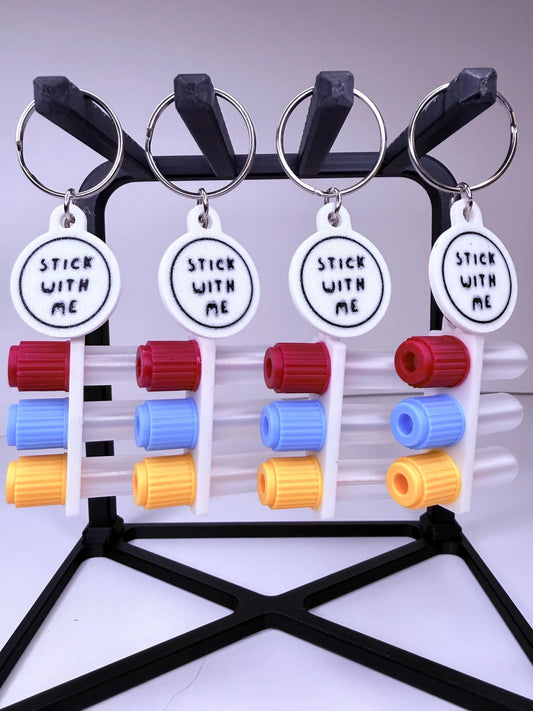 Stick With Me – Test Tube Badge Reel Charm – Funny Nurse Lab Tech Accessory