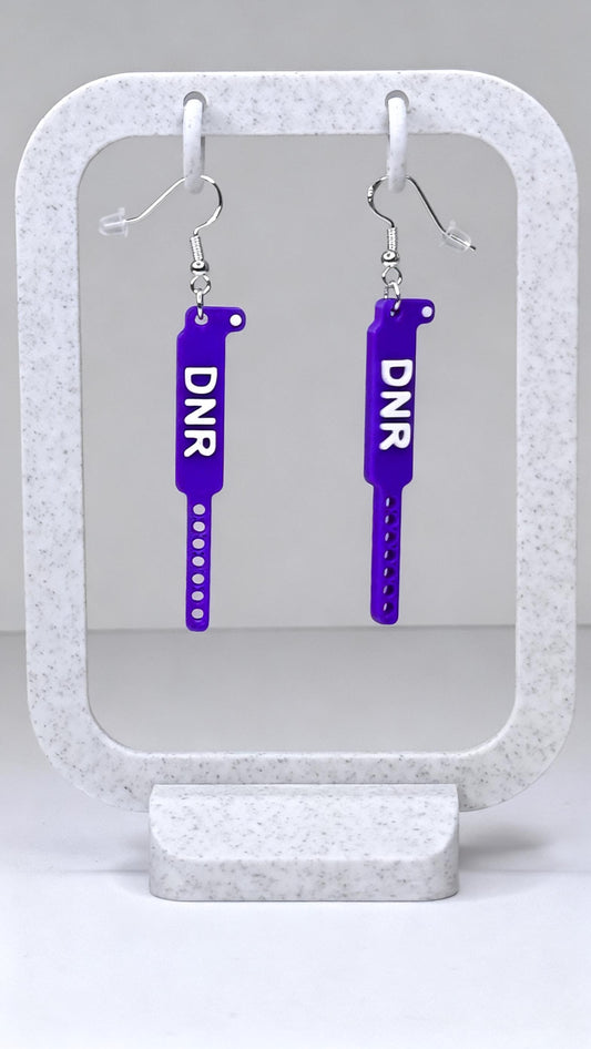 DNR Wristband Earrings | Nurse Chaos Jewelry | Dark Healthcare Humor Gift